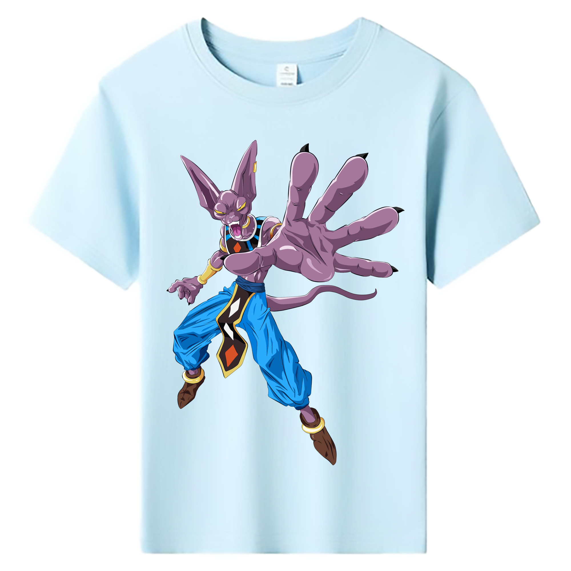 （画像用） ドラゴンボール ビルス 破壊神ビルス DRAGON BALL Beerus Birusu 綿100％キッズTシャツ（フロントプリント）